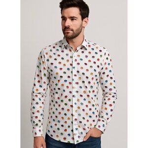 Claudio Lugli Couture Colourful Print Long Sleeve Shirt Size XL /43-44 Authentic